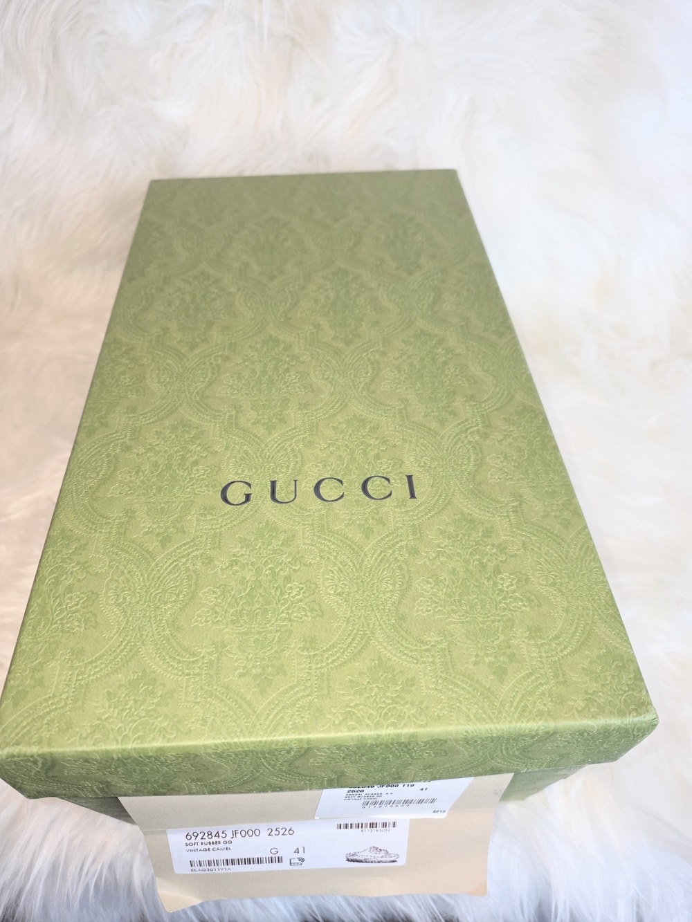 Gucci GG Tan Soft Rubber Logo Slide Sandals NWT Full Inclusion Size 41  $790 - Picture 11 of 11